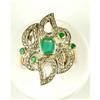 Image 1 : ANTIQUE GOLD RING EMERALDS ROSE CUT DIAMONDS (61124)