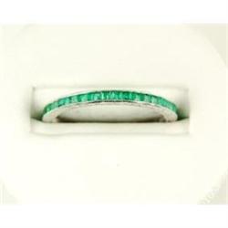 18K WHITE GOLD EMERALD ETERNITY BAND WEDDING BAND (61347)