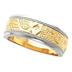 14K Gold Two Tone WEDDING BAND, SZ 11. (61776)