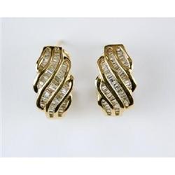 18K Gold BAGUETTE DIAMOND EARRINGS 1 CARAT! (36013)