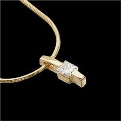 14K GOLD NECKLACE PRINCESS CUT DIAMOND (58132)