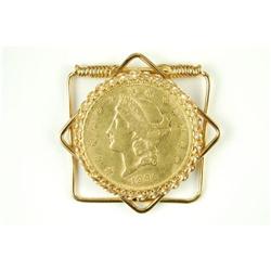Money Clip $20 LIBERTY HEAD GOLD COIN 1896 (58152)