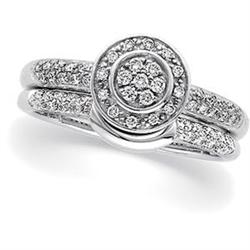 14K WHITE GOLD DIAMOND WEDDING SET W ENGAGEMENT RING (58159)