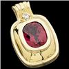 Image 1 : 14K GOLD PENDANT GARNET w DIAMOND (58691)