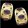 Image 1 : 14k Gold Wide Hoop Earrings w AMETHYSTS (58727)