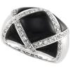 Image 1 : 14K WHITE GOLD RING BLACK ONYX DIAMONDS (59118)