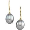 Image 1 : 14k Gold Earrings Dangling GREY PEARL (59134)