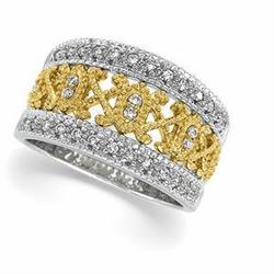 14k Gold two toned Diamond Wedding Band. (60018)