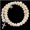 Image 1 : Mother of Pearl ROSARY BEADS w STERLING SILVER Cross (60073)