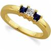 Image 1 : 14k Gold Anniversary Ring DIAMOND w SAPPHIRES (60971)