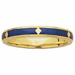 18K GOLD WEDDING BAND BLUE FRENCH ENAMEL SIZE 5 (61278)