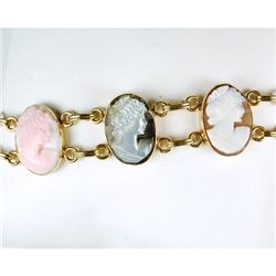 VINTAGE GOLD BRACELET w  7  CAMEOS (61290)