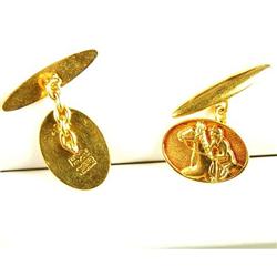 ANTIQUE 22K GOLD CUFFLINKS w HORSE w JOCKEY (61878)