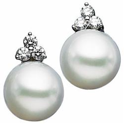 WHITE GOLD EARRINGS SOUTH SEA PEARL w DIAMONDS (61908)