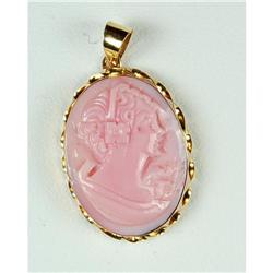 ESTATE 14K GOLD PENDANT CAMEO IN PINK (62064)