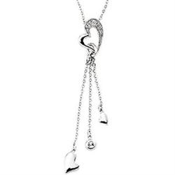 14k WHITE GOLD DIAMOND HEART NECKLACE W 3 DANGLES (62130)
