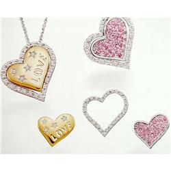DIAMOND PINK SAPPHIRE HEART PENDANT WEAR 5 DIFFERENT WAYS! (62135)