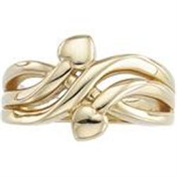 14K SOLID GOLD RING 2 HEARTS (62186)