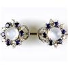 Image 1 : ESTATE EARRINGS MOONSTONE DIAMONDS SAPPHIRES (62254)