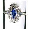 Image 1 : 14K WHITE GOLD RING SAPPHIRES DIAMONDS (62298)