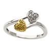 Image 1 : WHITEGOLD RING YELLOW w WHITE DIAMONDS HEARTS (62327)