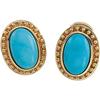 Image 1 : 14K GOLD EARRINGS OVAL TURQUOISE (62337)