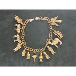 14K GOLD CHARM BRACELET Christmas Jesus Camel Angel Wisemen (58594)