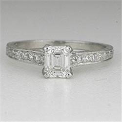 ANTIQUE EMERALD CUT DIAMOND ENGAGEMENT RING G/VS2 (61668)