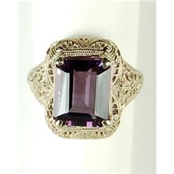 ANTIQUE STYLE RING AMETHYST 4.40 CTS! WHITEGOLD (59640)