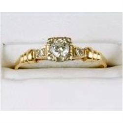 Antique 14k Yellow Gold Diamond Engagement Ring = .15 Carats. (59949)