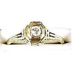 ANTIQUE 18k White Gold Filigree Ring DIAMOND (60223)