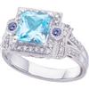 Image 1 : GENUINE SWISS BLUE TOPAZ RING w DIAMONDS w BLUE IOLITE (61219)