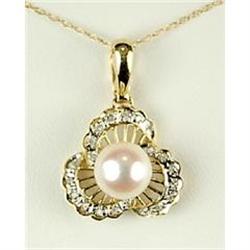 14K PENDANT & PEARL ENHANCER DIAMONDS w 9MM PEARL (61298)