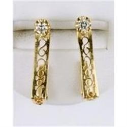 14k Yellow Gold Diamond Huggie Style Earrings. (60224)