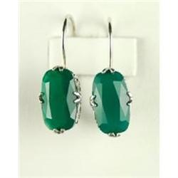 ANTIQUE Style FILIGREE EARRINGS GREEN ONYX (60852)