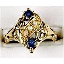 ANTIQUE Style Ring SAPPHIRES w OPALS (61150)