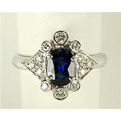ESTATE RING FINE SAPPHIRE DIAMONDS WHITEGOLD (61210)