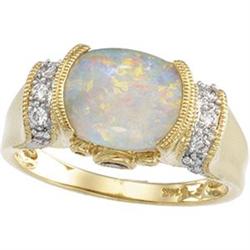 GOLD RING OPAL DIAMONDS PINK TOURMALINE (61217)