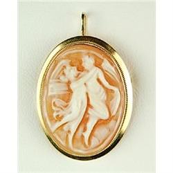 14K GOLD CAMEO PIN PENDANT OF 2 DANCERS (61301)