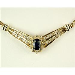14K GOLD SAPPHIRE DIAMOND NECKLACE (61306)
