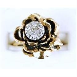 ESTATE 14K GOLD RING DIAMONDS ROSEBUD DESIGN (61318)