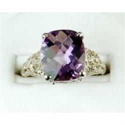 ANTIQUE Style RING AMETHYST 4 CARATS! FILIGREE (61359)