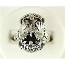 ANTIQUE Style RING w 2 GARNETS = 4 CARATS! (61418)