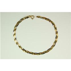14k TRI COLOR GOLD TWIST HERRINGBONE BRACELET (61627)