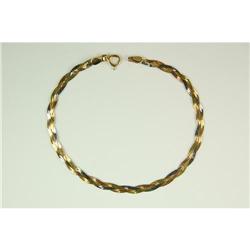 14k TRI COLOR GOLD TWIST HERRINGBONE BRACELET (61627)