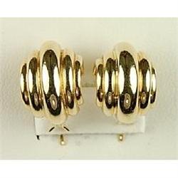 14k GOLD EARRINGS FLUTED HOOP DESIGN (61645)