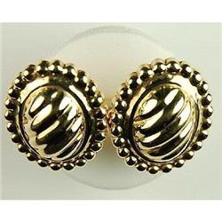 14K GOLD EARRINGS OVAL FLUTED BEAUTIFUL (35812)