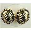 Image 1 : 14K GOLD EARRINGS OVAL FLUTED BEAUTIFUL (35812)