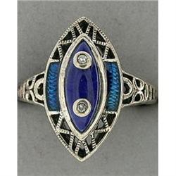 ANTIQUE STERLING SILVER LAPIS LAZULI RING (43044)