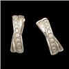 Image 1 : 14k WHITE GOLD DIAMOND EARRINGS CRISS CROSS HOOP (58081)